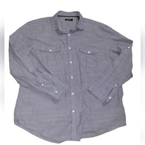 Alfani Men's roll up sleeve regular fit large cotton blend button down shirt